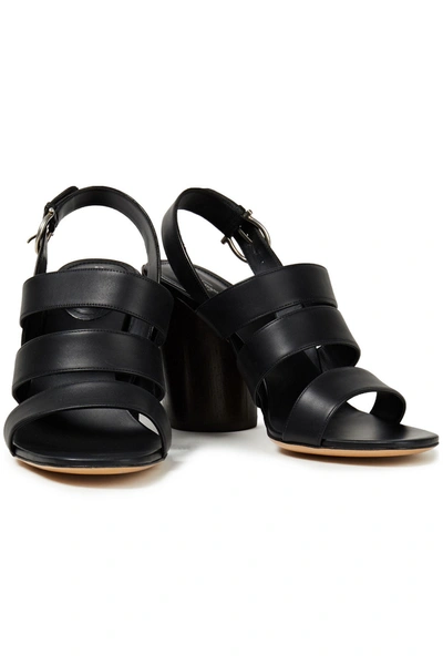 Ferragamo Trezze 85 Leather Slingback Sandals In Black