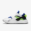 Nike Mens White Scream Green Royal Air Huarache Suedette And Woven Trainers 5 In White,royal Blue,black,scream Green