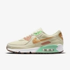 Nike Sneaker Air Max 90 Lx Sneaker In Coconut Milk,green Glow,light Bone,metallic Gold