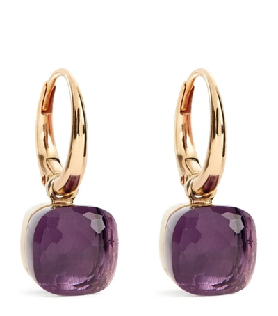 Pomellato Rose Gold And Topaz Petit Nudo Drop Earrings In White