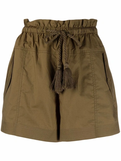 Ulla Johnson Andres Drawstring-waist Shorts In Green