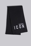 Dsquared2 Wool Scarf With Contrasting Embroidered Logo In Black