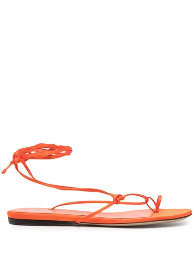 Attico Kika Satin Thong Sandals In Orange