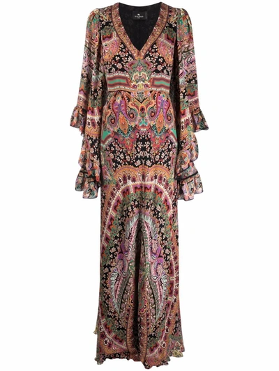Etro Monterey Paisley-print Silk-chiffon Maxi Dress In Multicolor