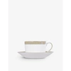 Wedgwood Lace Gold Bone China Teacup And Saucer Set Of Two