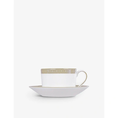 Wedgwood Lace Gold Bone China Teacup And Saucer Set Of Two