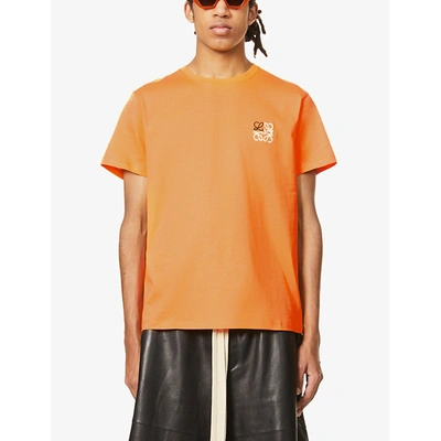 Loewe Anagram-embroidered Slim-fit Cotton-jersey T-shirt In Orange