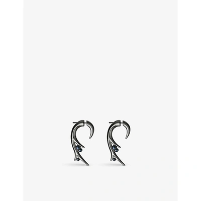 Shaun Leane Hooked Pearl Large Rhodium-plated Sterling-silver And Pearl Earrings In Black Rhodium