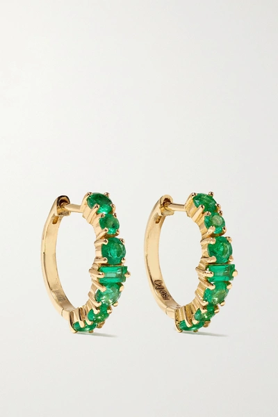Ileana Makri 18-karat Gold Emerald Hoop Earrings