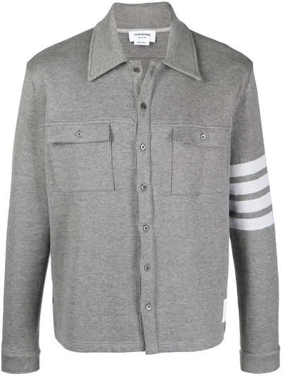 Thom Browne Cotton Jacket With Grosgrain Trims In Grey