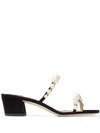 JIMMY CHOO AMARA 45MM PEARL-EMBELLISHED MULES