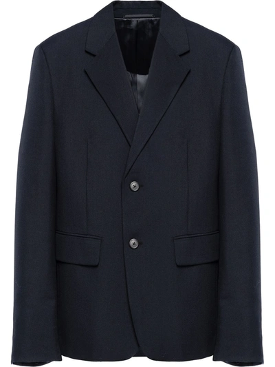 Prada Single-breasted Wool Blazer In Blau