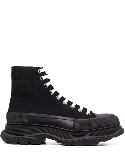 Alexander Mcqueen Tread Slick Boots In Black Black Black