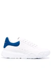 Alexander Mcqueen Exaggerated-sole Leather Sneakers In White / Paris Blue