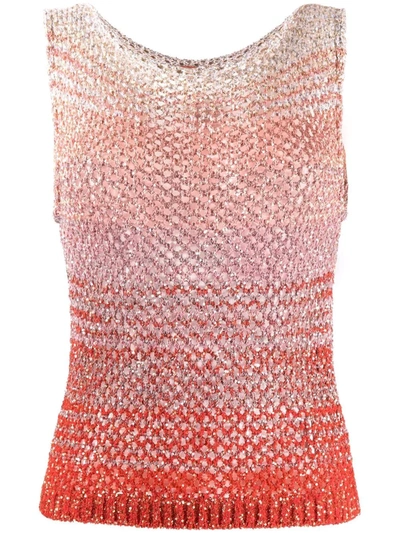 Missoni Gradient-effect Open-knit Vest In Orange