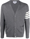 Thom Browne 4-bar Wool Fine Knit Cardigan In Grau