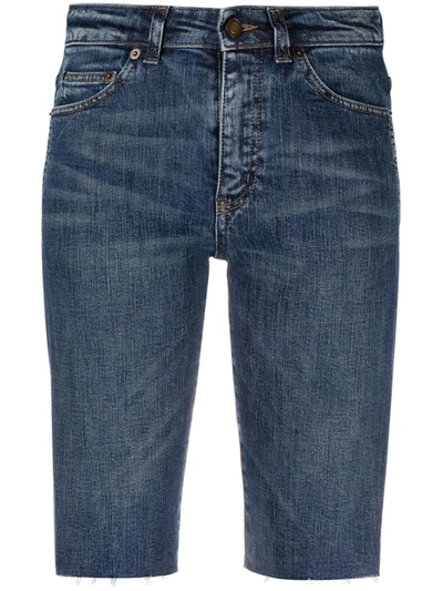 Saint Laurent Knee-length Denim Shorts In Blue