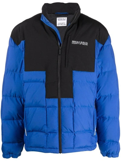Marcelo Burlon County Of Milan Marcelo Burlon Cross Block Logo Down Jacket In Blue