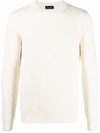 Roberto Collina Crew Neck Cotton Blend Brushed Sweater In Nude