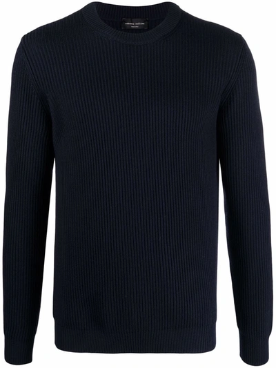 Roberto Collina Ribbed-knit Merino Wool Jumper In Blue