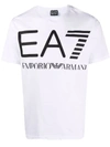 Ea7 Camouflage Logo Print Cotton T-shirt In White