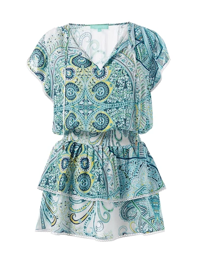 Melissa Odabash Womens Mirage Digital Keri Paisley-print Stretch-woven Mini Dress Xs In Blue