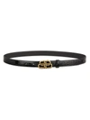 Balenciaga Bb Shiny Croc-embossed Slim Leather Belt In Noir