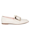 Roger Vivier 10mm Leather Buckle Flat Loafers In White