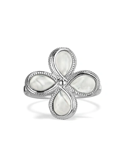 Judith Ripka Women's Jardin Sterling Silver & Mother-of-pearl Flower Ring In Silver-tone, White