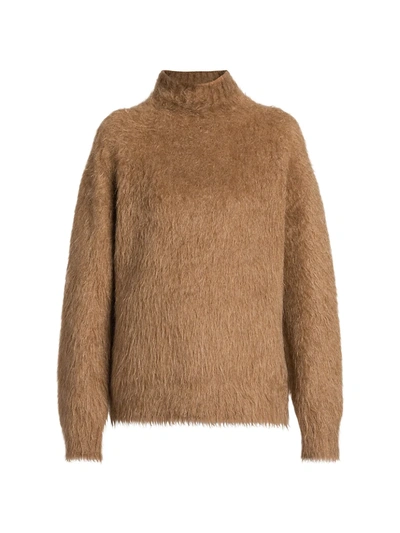 Max Mara Alca Brushed Knitted Turtleneck Sweater In Brown