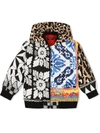 DOLCE & GABBANA CARRETTO PATCHWORK PRINT HOODED JACKET