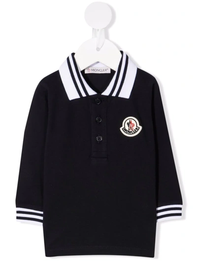 Moncler Babies' Logo-patch Stretch-cotton Polo Shirt In Navy