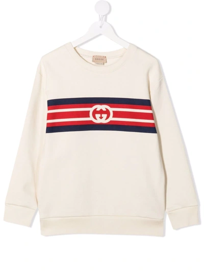 Gucci Kids' Gg Monogram Sweatshirt In 화이트