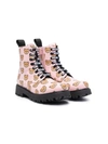 MOSCHINO TEDDY-PRINT LEATHER BOOTS