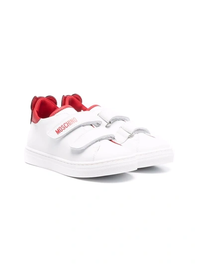 Moschino Kids' Teddy Touch-strap Trainers In White