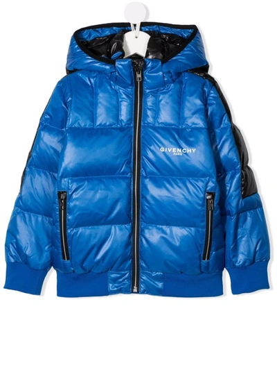 Givenchy Kids' Down-filled Padded Logo-print Jacket In Blue