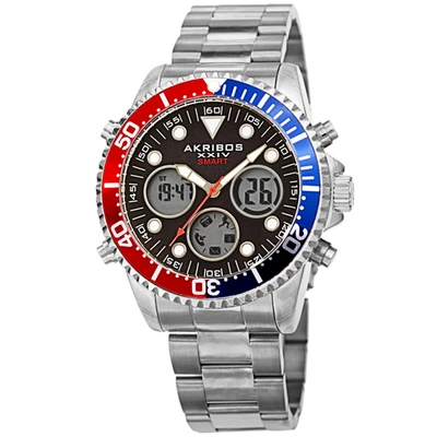 Akribos Xxiv Quartz Black Dial Pepsi Bezel Mens Smart Watch Ak1094ssbk In Black,blue,red,silver Tone