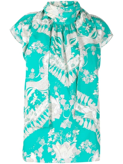 Pucci Rugiada Print Tie Fastening Blouse In Green