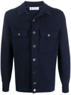 Brunello Cucinelli Patch Pocket Knitted Cardigan In Blau