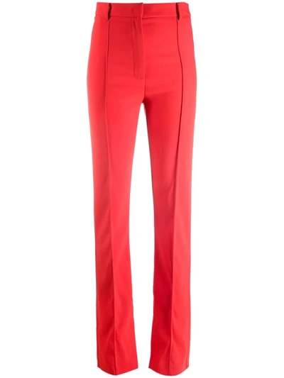 Patrizia Pepe Slim-fit Slit-ankle Trousers In Rot