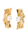 Sterling King Fold Crystal-embellished Earrings In Gold
