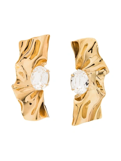 Sterling King Fold Crystal-embellished Earrings In Gold