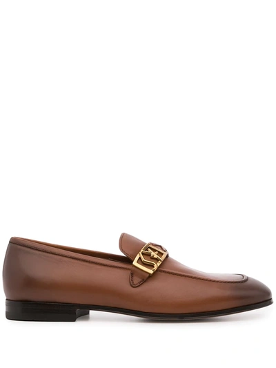 Ferragamo Nairobi Logo Plaque Loafers In Braun