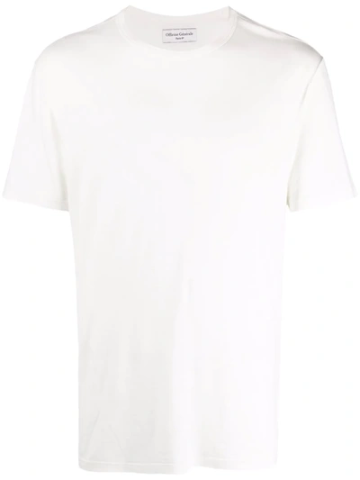 Officine Generale Crew-neck Pigment-dyed Jersey T-shirt In White