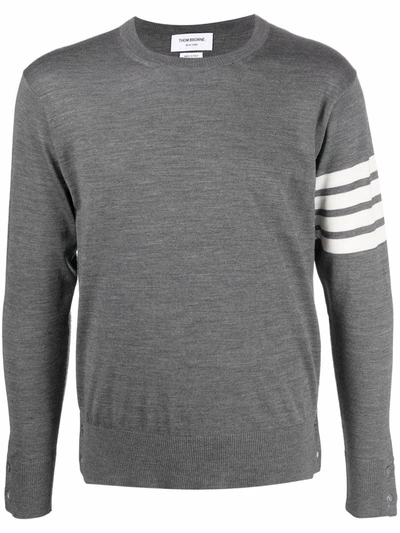 Thom Browne Milano Stitch Crew Neck Pullover In Gray