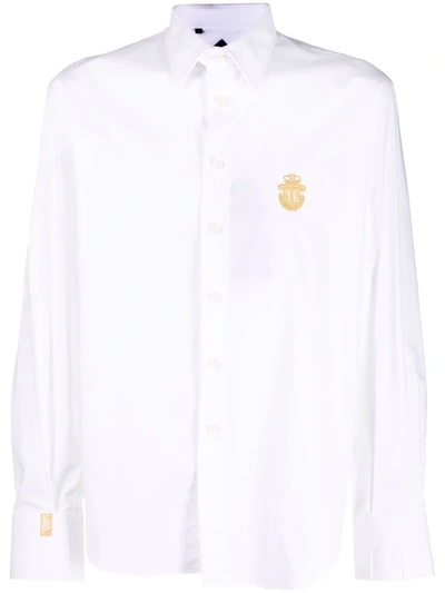Billionaire Logo-embroidered Cotton Shirt In White