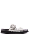 Jimmy Choo Marga Glitter Crystal-buckle Slide Sandals In Silver