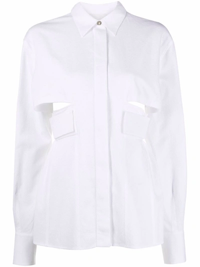 Givenchy Cut-out Detail Long-sleeve Shirt In Bianco