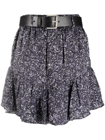 Michael Michael Kors Mini Skirt In Floral Satin In Black
