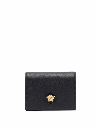 Versace Medusa Head Compact Wallet In Black